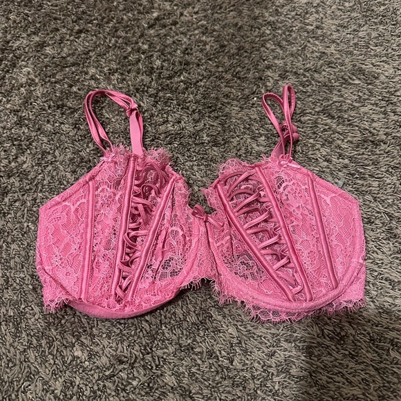 Victorias Secret Dream Angels Push Up Without Padding  Lace Bra 36C Pink - Picture 2 of 6